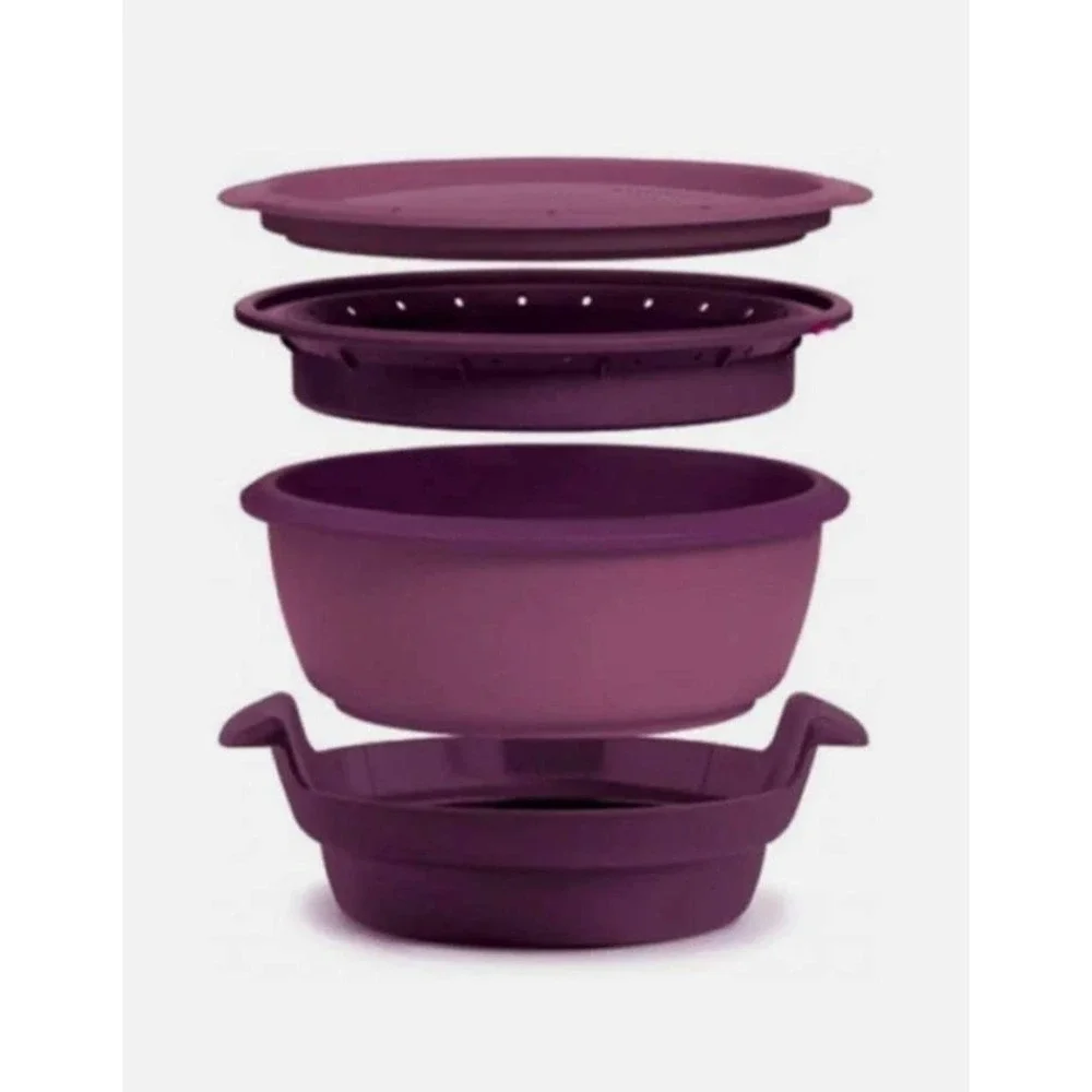Tupperware‎ Smart Steamer Microwave Multi Cooker 4- Piece Set Purple NEW
